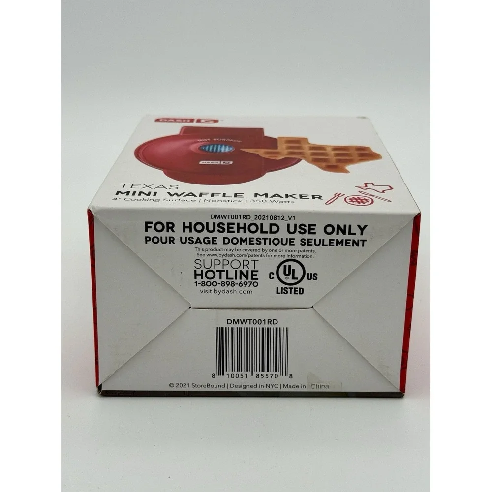 Dash Texas Mini Waffle Maker DMWT001RD Red 4